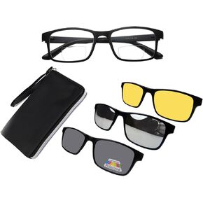 Bifocal reading glasses Sunglasses polarized frame+3 clip on lenses…