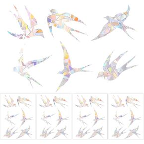24pcs Anti-Collision Window Stickers for Birds, Swallow Window Clings Rainbow Prism Window Alert Stickers Non Adhesive Window Decals to Prevent Bird Strikes Prevention on Window Glass