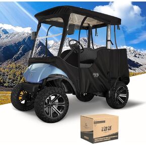 10L0L Heavy Duty Golf Cart Enclosure 420D 2 Passenger Fit for Yamaha G14 G16 G22 G29 Drive 2 Golf Cart Transparent Golf Cart Cover Waterproof Windproof Snowproof - Black