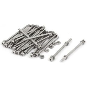uxcell M3 x 50mm 304 Stainless Steel Phillips Pan Head Screws Nuts w Washers 25 Sets