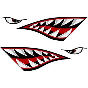 NTICKER Left and Right Big Set Shark Teeth Mouth Decals Sticker Fishing Boat Canoe Car Truck Kayak Graphics Accessories