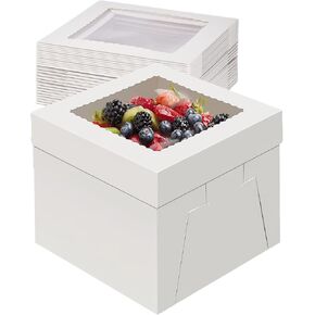 12x12x8 Inch Cake Box, 8 Cake Boxes with Windows, White Cake Boxes, Large Baked Boxes, for Multi Layer Cake Square Cardboard Cake Box, Cake Decorative Supplies, for Gifts