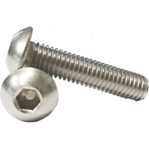 1/2"-13 x 1-1/4" Button Head Socket Cap Screws (Pack of 5), 18-8/304 Stainless Steel, Allen Socket Drive, Hex Bolt Fasteners, Fully Threaded, Coarse Machine Thread - by Chipmunk Hardware