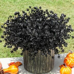 Ivydale Artificial Fake Outdoor Outside Mums Flowers Plants for Fall Autumn, 12 Bundles Faux Orange Plastic Shrubs Greenery Look Real UV Resistant for Front Door Porch Patio Balcony Garden Yard Decor