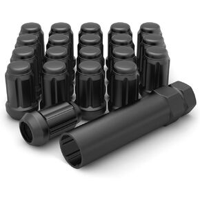 White Knight 3807MBT-20AM M12x1.50 Matte Black 6 Spline Lug Nut with Key, 20 Pack