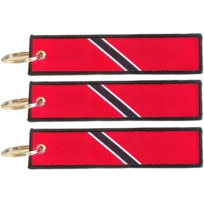 JAVD Trinidad Flag Keychain Tag with Key Ring - Keys, Cars, Motorcycles, Backpacks, Luggage and Gifts - EDC (3 Pack)