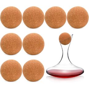 Kingrol 8 Pack Wine Decanter Cork Stoppers - 2.45 Inch/ 62 mm Cork Ball Stopper for Glass Decanter Carafe - Travel Massage Roller Balls for Myofascial Release, Trigger Point Therapy, Yoga Therapy