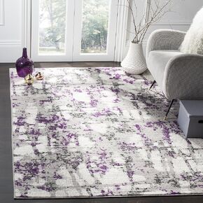 SAFAVIEH Skyler Collection Area Rug - 5'1" x 7'6", Grey & Purple, Modern Abstract Design, Non-Shedding & Easy Care, Ideal for High Traffic Areas in Living Room, Bedroom (SKY193R)
