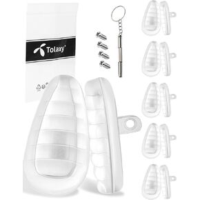 20 Pairs Screw-in Eyeglass Nose Pads, 15mm Clear Striped Anti-Slip Replacement Nose Pieces for Oakley Plier OX5142 | Lizard 2 OX5120 | Money Clip | Conductor 6 OO4106 Sunglasses