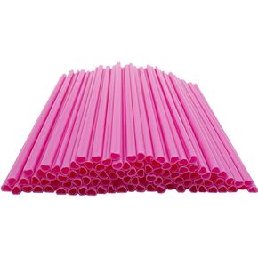 100Pcs Pink Heart Shaped Straw Disposable Individually Wrapped Cute Plastic Party Drinking Straws for Wedding Birthday Valentine's Day (8.26-inch)