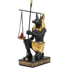 Ebros Classical Egyptian God Of The Afterlife Anubis Holding The Scales of Justice Statue 7.75"Tall Jackal Dog Deity Anubis Weighing Heart Against Ostrich Feather Figurine Judgement Of Osiris