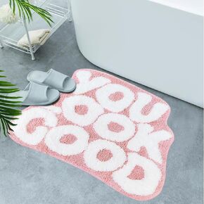 You Look Good Bath Mat Cute Bathroom Rugs, Pink Kitchen Rugs Door Mats Soft & Absorbent Plush Coral Fabric, Cool Funny Indoor Welcome Mats Home Carpets Non-Slip Washable 25"x21"