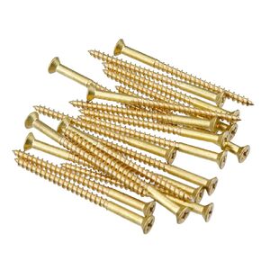 20pcs Wood Screws #4 × 2" Cross Screws Brass Serrated Thread Screws for Furniture Lamps Doors (M4*50mm)