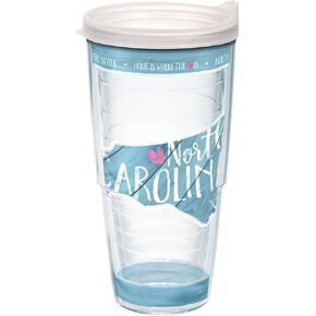 Tervis North Carolina State Outline Tumbler with Wrap and Frosted Lid 24oz, Clear