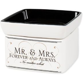 Elanze Designs Mr & Mrs Forever and Always Electric 2 in 1 Jar Candle Wax Tart Oil Warmer