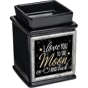 Elanze Designs Love You to The Moon Ceramic Glossy Black Interchangeable Photo Frame Candle Wax Oil Warmer