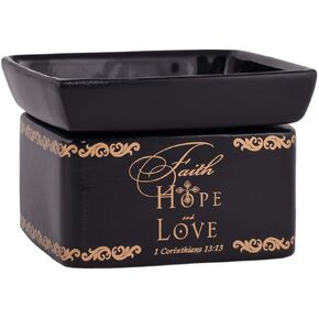 Elanze Designs Faith Hope Love Ceramic Stoneware Electric 2 in 1 Jar Candle and Wax and Oil Warmer