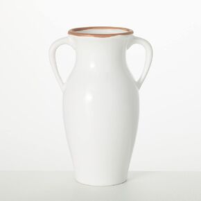 Sullivans Modern Vase with Handles, Modern Home Decor, Flower Vase, Ceramic Vases for Your Living Room, Home Office, and Kitchen, Minimalist Shelf Decor, Vases for Real or Fake Flowers (CM3125) White