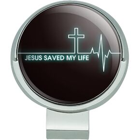 GRAPHICS & MORE Jesus Saved My Life EKG Heart Rate Pulse Religious Christian Golf Hat Clip with Magnetic Ball Marker