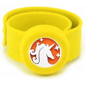 Aromatherapy Slap Bracelet for Kids – Essential Oil Diffuser Bracelet Releases Calming Scents to Ease Anxiety and Enhance Focus – Includes 10 Reusable Felt Pads (Unicorn) (Yellow)