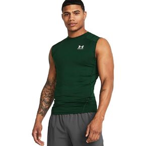 Under Armour Men's Armour HeatGear Compression Sleeveless T-Shirt, (301) Forest Green / / White, 3X-Large
