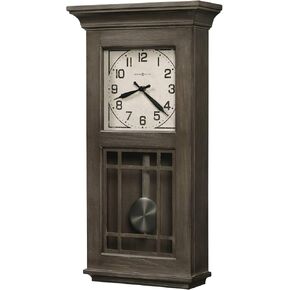 Howard Miller Sanborn Wall Clock II 549-517 – Aged Boyne Falls Finish, Natural Reclaimed Wood Design, Vintage Home Decor, Quartz Single-Chime Movement, Automatic Nighttime Chime Shut-Off