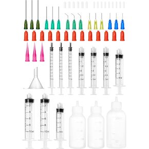 Glue Syringe Needle Tip Squeeze Bottles Set (1ml-50ml), 14G-22G Blunt Needle Tip with Caps, Precision Glue Applicator for Oil, Ink and Art Crafts