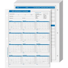 2024 Attendance Calendar Card Stock Paper – Great Employee Work Tracker | Printed on Durable and Thick 80lb (216gsm) Cardstock | 8 ½ X 11 | 25 Sheets per Pack