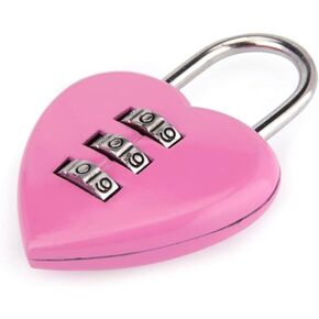 1Pc Pink Love Heart Shape Combination Padlock for Girls Women, Mini 3-Digit Password Resettable Code Locker Lock for School ，Combination Locks,Hardware