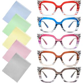 Reading Glasses for Women Men Blue Light Blocking Glasses with Spring Hinge Anti Eyestrain Computer Readers
