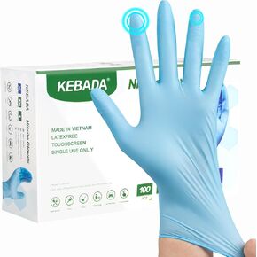 Nitrile Gloves D1, Nitrile Disposable Gloves for Cleaning, Food Prep, Industrial Grade, Non-Sterile, Food Safe, Powder & Latex Free, Touchscreen, Blue, 100 Count, Medium (Made in Vietnam)