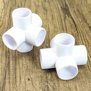 2PCS 1-1/4 Inch SCH40 5 Way Cross PVC Connector Elbow Pipe Fitting Coupling White Socket x Socket for Furniture DIY