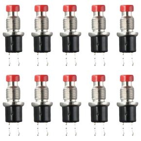 SPST Push Button Switches 10pcs NC/NO Universal 1A Momentary Switches Durable Black Cap Mini Push Button Switch Light Lamp(NC)