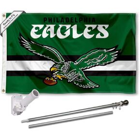 WinCraft Philadelphia Eagles Throwback Vintage Retro Flag Pole and Bracket Mount Kit