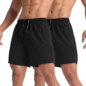 2 Pack Mens Lightweight Athletic Running Shorts 5'' Quick Dry Gym Workout Shorts with Zipper Pockets