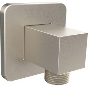 Aquaiaw Wall Supply Elbow with Flange, Tapered 1/2 NPT Female Inlet, Solid Brass Wall Union, Square Water Supply Elbow, PVD Brushed Nickel, G1/2 Outlet