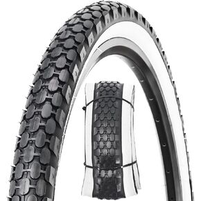 Simeiqi Bike Tire,26" x 2.125" / 24"x2.125" Folding Beach Cruiser Bicycle Replacement Tires-Black/White Side Wall