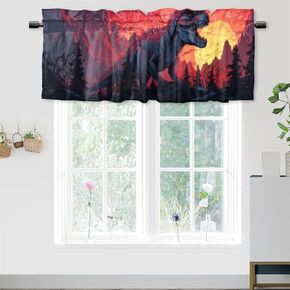 Dinosaur Valance Curtains for Kitchen Bathroom Bedroom Cafe Living Room,Cartoon Animal Print Art Rod Pocket Decor Short Window Curtain 1 Panel, 54x18 Inch