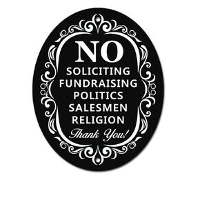 Signs Authority No Soliciting Sign For House | 5"x 4" Plastic PVC Laser Cut Oval No Solicitors Sign For Front Door | No Soliciting Sign For Door - Home or Private Property | No Solicitation Sign