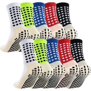 5 Pack Men's Soccer Socks Anti Slip Non-Slip Grip Pads for Football Basketball Sports Grip Soccer Socks