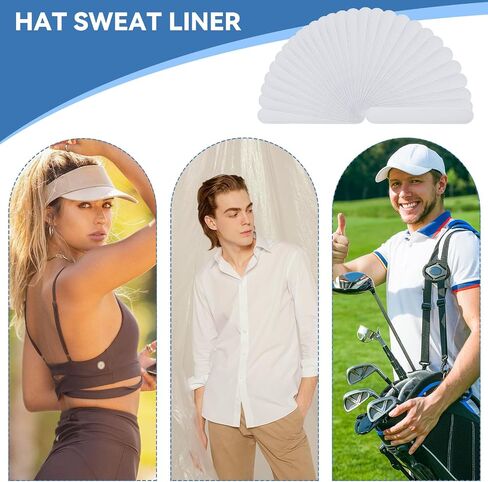 50 Pcs Hat Sweat Bands Hat Sweat Liners Golf Hat Liner Cap Absorbent Sweat Pad Hat Liners Sweat Protection Sweat Bands for Hats Disposable Hard Hat Insert Sweatband Breathable Size Reducer Pad White in Saudi Arabia