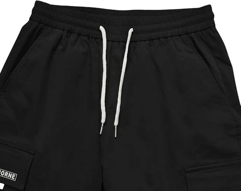 OYOANGLE Men's Casual Drawstring Elastic Waist Flap Pocket Letter Graphic Street Jogger Cargo Pants Apricot Large in Saudi Arabia