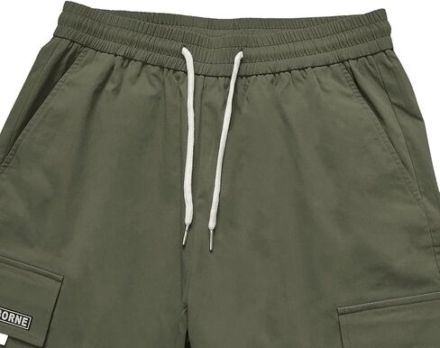 OYOANGLE Men's Casual Drawstring Elastic Waist Flap Pocket Letter Graphic Street Jogger Cargo Pants Apricot Large in Kuwait