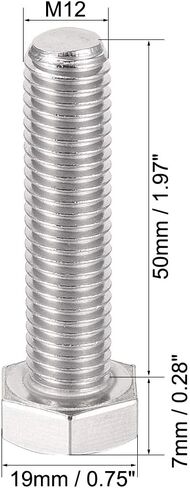 Uxcell M8x50mm مسامير سداسية 304 الفولاذ المقاوم للصدأ مسدس اليد اليسرى برغي الترباس in Saudi Arabia