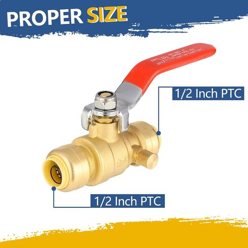 1/2 Inch 3-Way Ball Valve,Push-fit Plumbing Fittings to Connect PEX, Copper, CPVC, PE-RT, With Disconnect Clip(Pack of 1) in Saudi Arabia