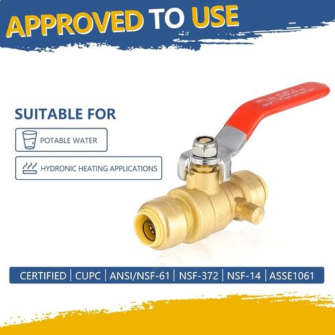 1/2 Inch 3-Way Ball Valve,Push-fit Plumbing Fittings to Connect PEX, Copper, CPVC, PE-RT, With Disconnect Clip(Pack of 1) in Saudi Arabia