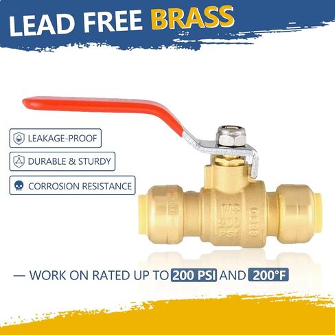 1/2 Inch 3-Way Ball Valve,Push-fit Plumbing Fittings to Connect PEX, Copper, CPVC, PE-RT, With Disconnect Clip(Pack of 1) in Saudi Arabia
