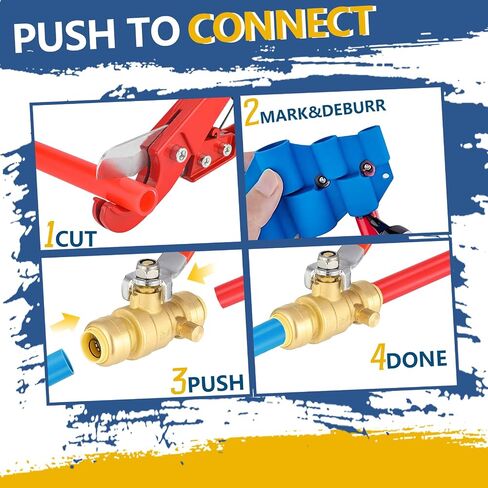 1/2 Inch 3-Way Ball Valve,Push-fit Plumbing Fittings to Connect PEX, Copper, CPVC, PE-RT, With Disconnect Clip(Pack of 1) in Saudi Arabia