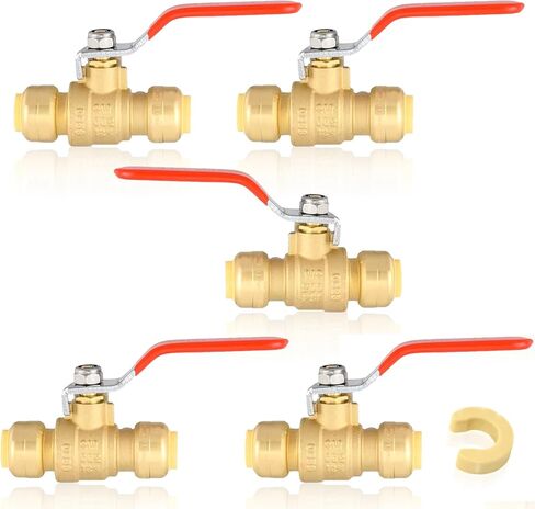 1/2 Inch 3-Way Ball Valve,Push-fit Plumbing Fittings to Connect PEX, Copper, CPVC, PE-RT, With Disconnect Clip(Pack of 1) in Saudi Arabia