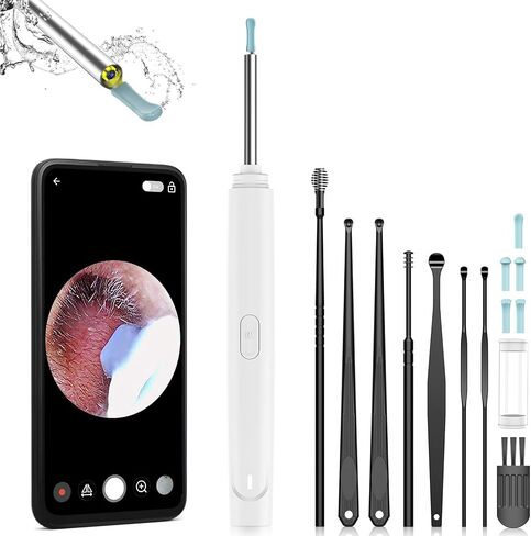 Ear Wax Removal,Ear Wax Removal Tool with 1296P HD Camera and 6 LED Lights, Ear Cleaner with 6 Ear Pick, Upgrade Ear Wax Removal Tool for iOS and Android, Black in Saudi Arabia